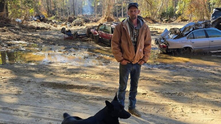 North Carolina man sleeping in tent after Hurricane Helene had to rebury father's casket on property