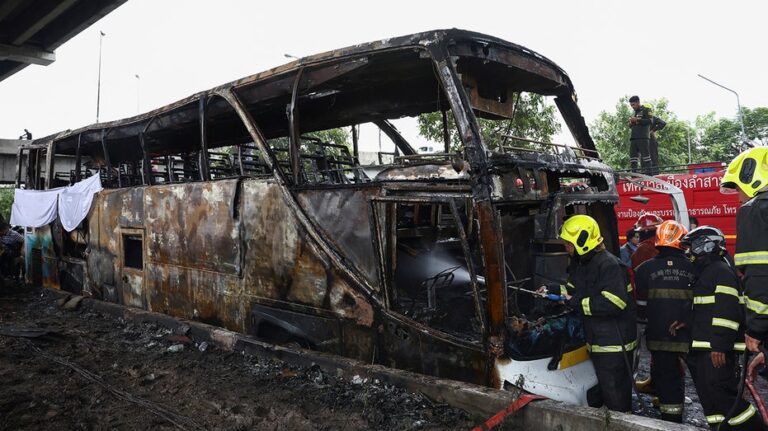 Thailand school bus bursts into flames outside Bangkok, 23 feared dead, officials say