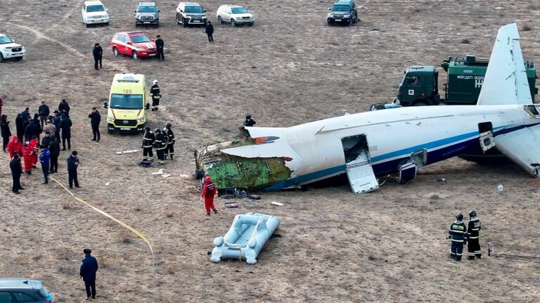 Azerbaijan Airlines plane headed to Russia crashes hundreds of miles off course, dozens dead