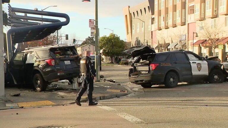 Several injured after multi-vehicle crash in California city involving police vehicles